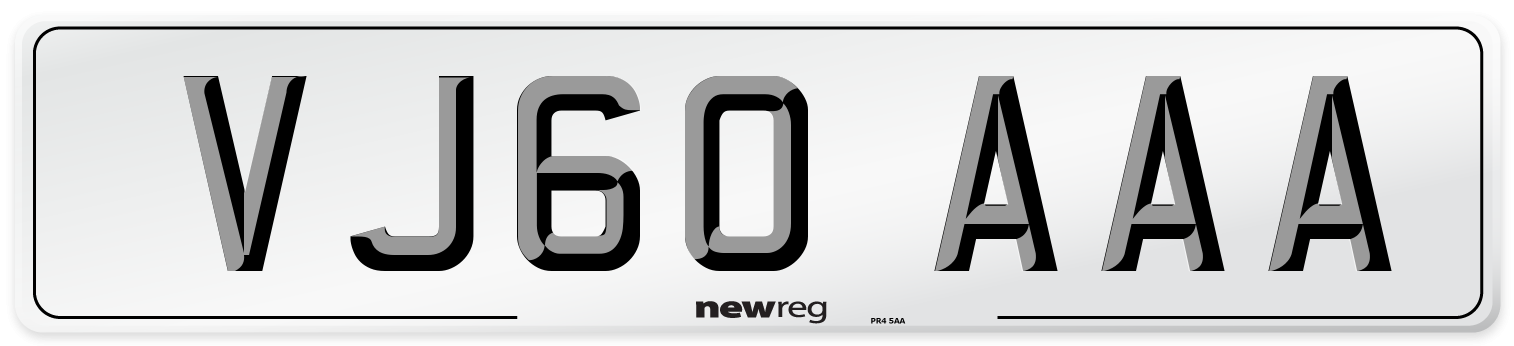 VJ60 AAA Number Plate from New Reg